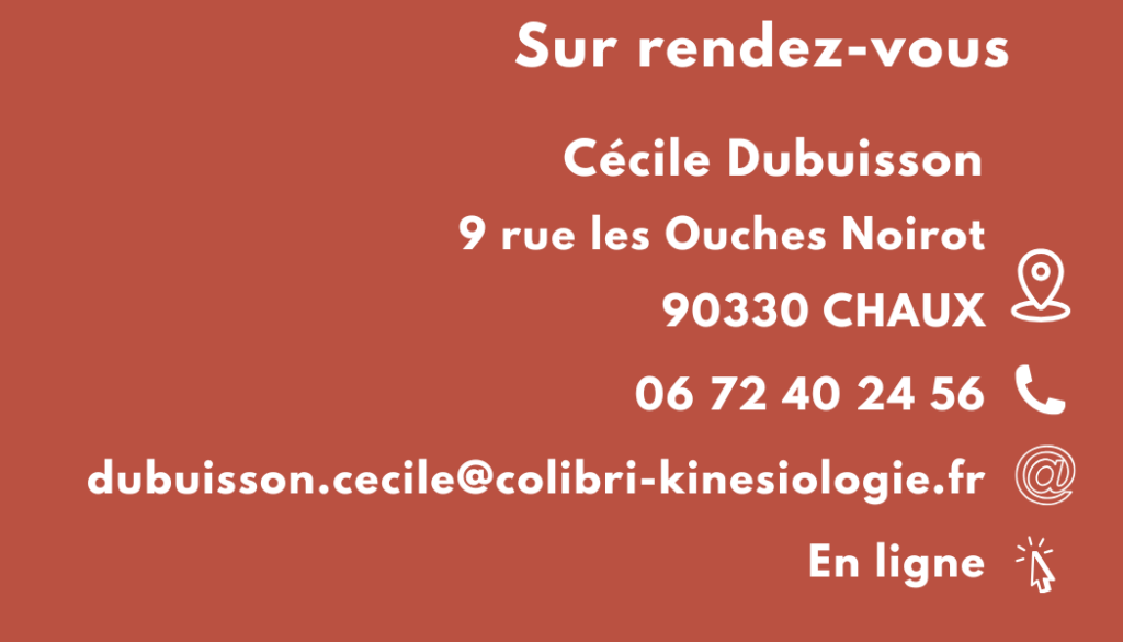 Coordonnés l'éveil du colibri - Cécile Dubuisson - kinésiologie kinésiologue Massages crâniens Belfort Valdoie Chaux Giromagny
